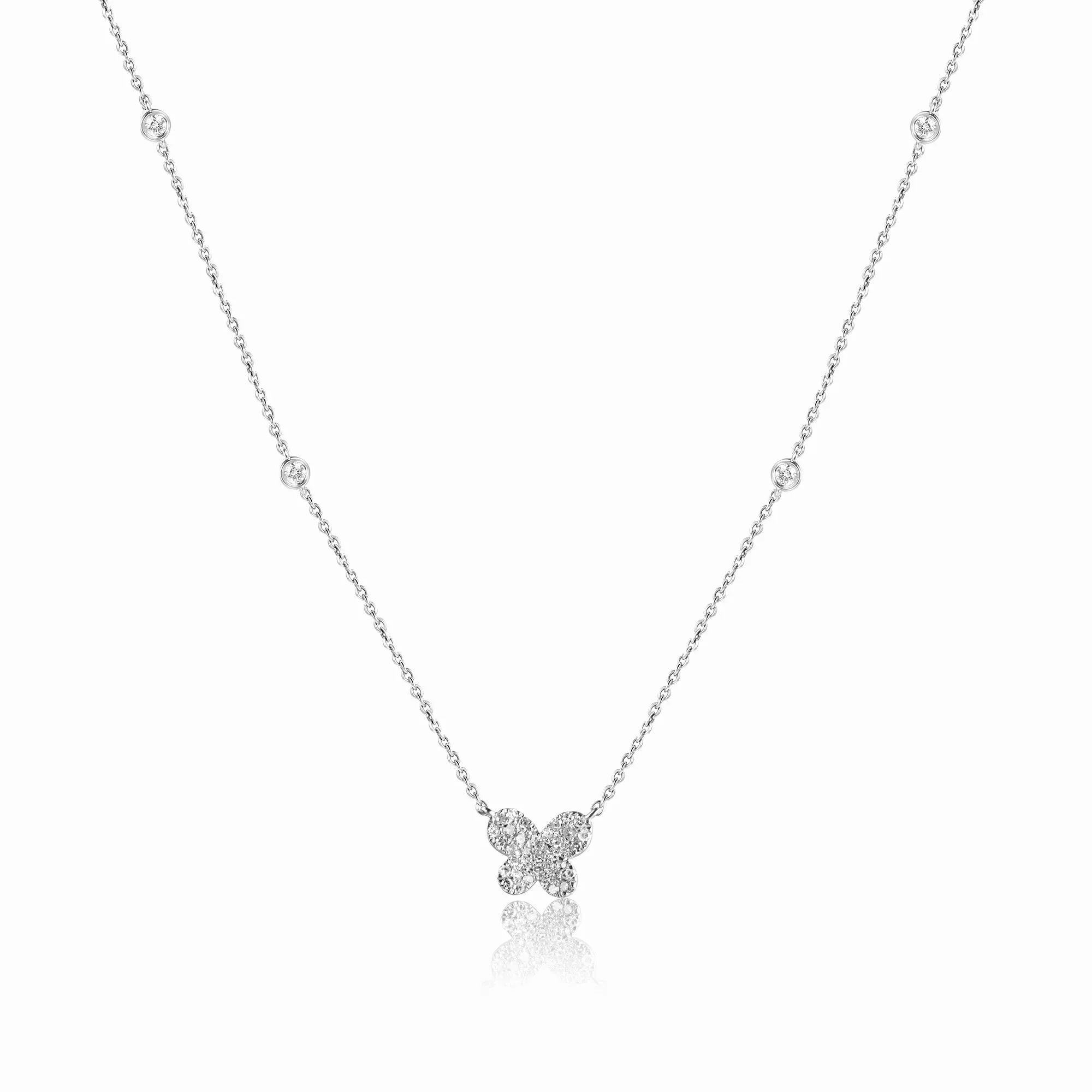 14K Yellow Gold Diamond Butterfly Necklace