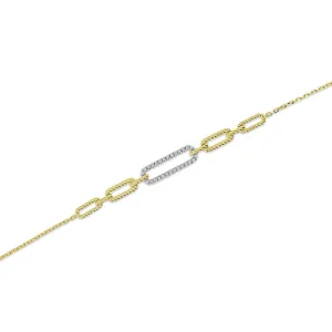 14K Yellow Gold Diamond Paperclip Chain Bracelet