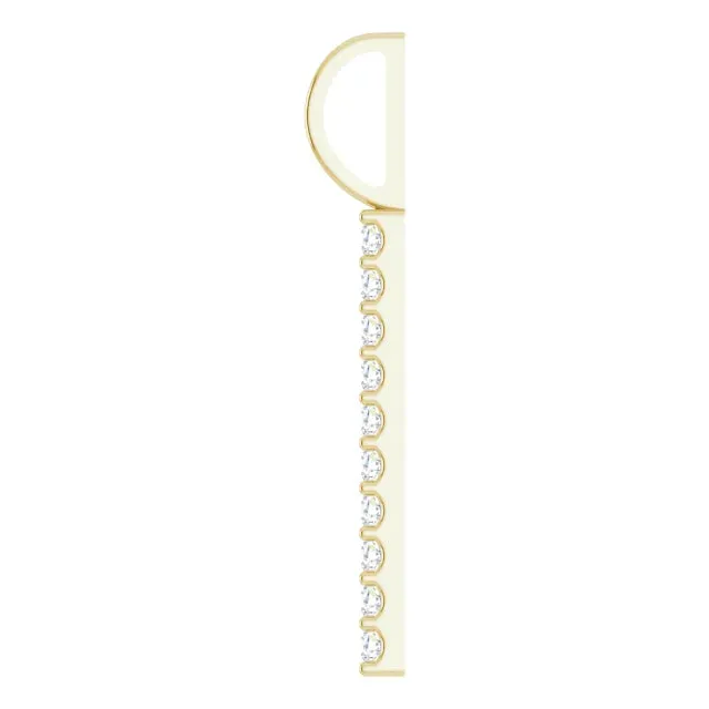 14K Yellow Gold1/6 CTW Natural Diamond Vertical Bar Charm/Pendant