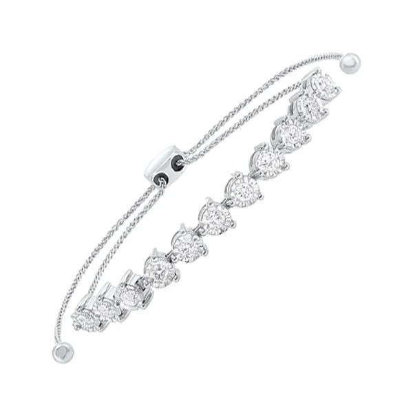 14KT White Gold & Diamond Classic Book Tennis Bracelet  - 1 ctw