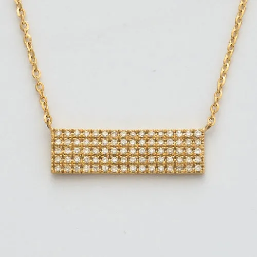 14KY 0.20CTW DIAMOND 5-ROW PAVE BAR NECKLACE