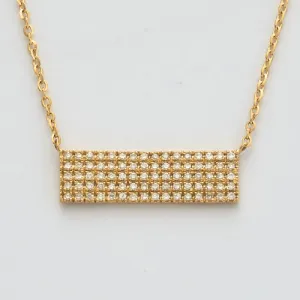 14KY 0.20CTW DIAMOND 5-ROW PAVE BAR NECKLACE