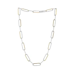 16-Inch Diamond Oval Link Necklace in 18K Gold