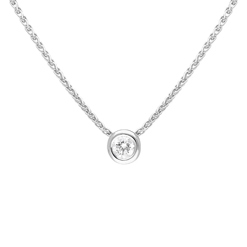 18ct White Gold 0.15ct Diamond Solitaire Pendant Necklace