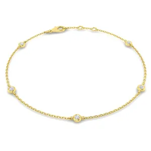 18ct Yellow Gold 0.13ct Round Brilliant Cut Diamond Station Bracelet