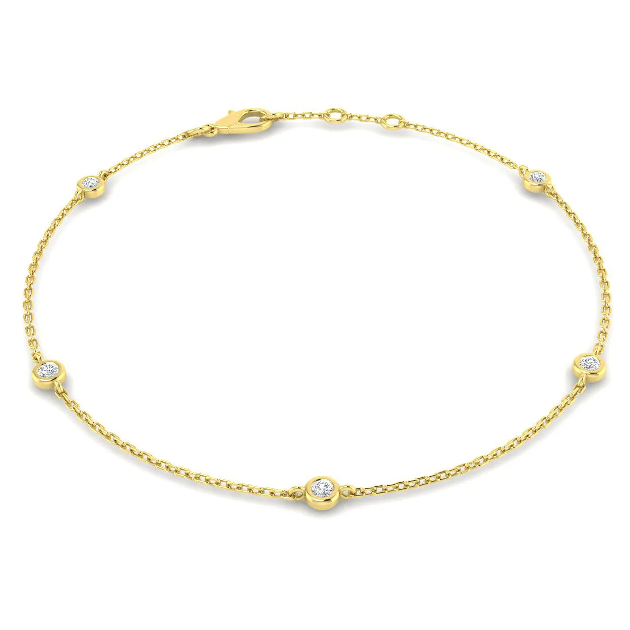 18ct Yellow Gold 0.13ct Round Brilliant Cut Diamond Station Bracelet