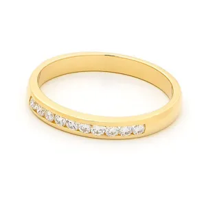18ct Yellow Gold Diamond Channel Set Straight Wedding Ring