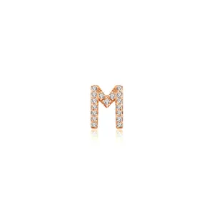 18k Gold Initial Letter "M" Diamond Pendant