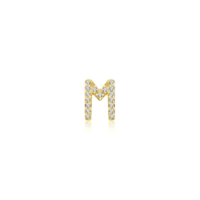 18k Gold Initial Letter "M" Diamond Pendant