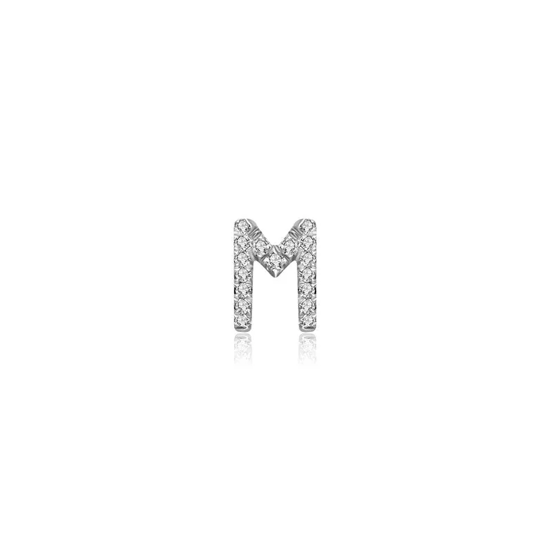 18k Gold Initial Letter "M" Diamond Pendant