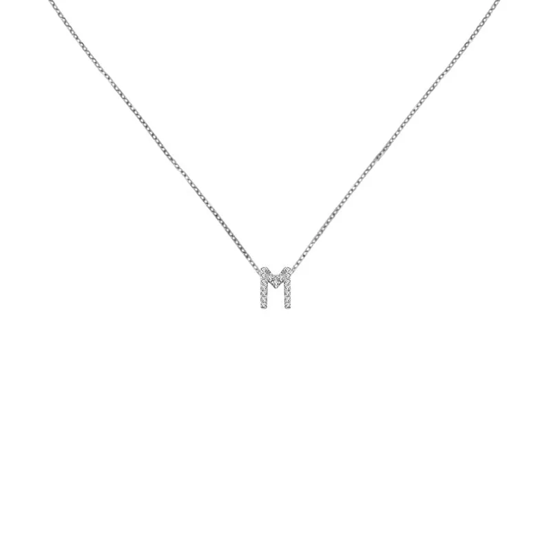 18k Gold Initial Letter "M" Diamond Pendant