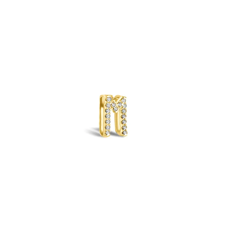 18k Gold Initial Letter "M" Diamond Pendant