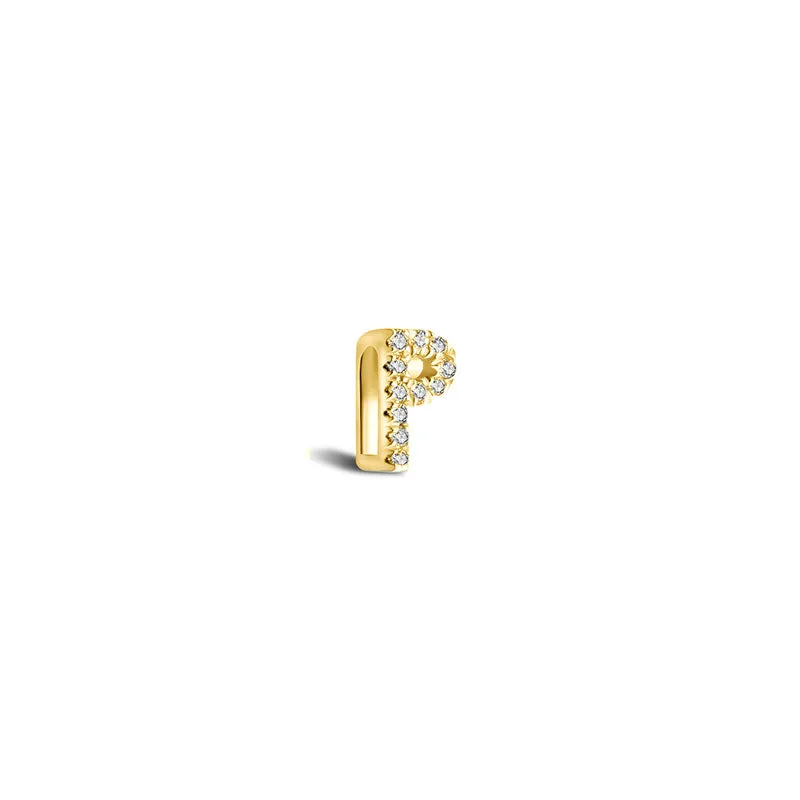 18k Gold Initial Letter "P" Diamond Pendant