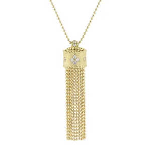 18K Princess Tassel Pendant on 33-Inch Chain with Diamond Accent