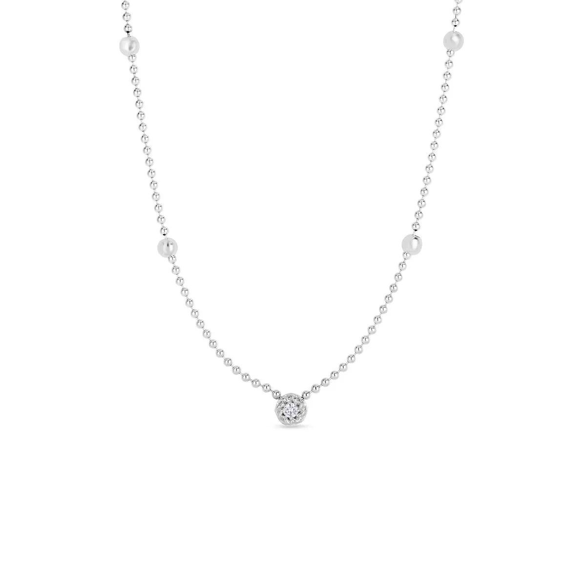18k White Gold Diamond Alternating Bead Chain