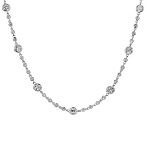 18K White Gold Diamond Station Necklace