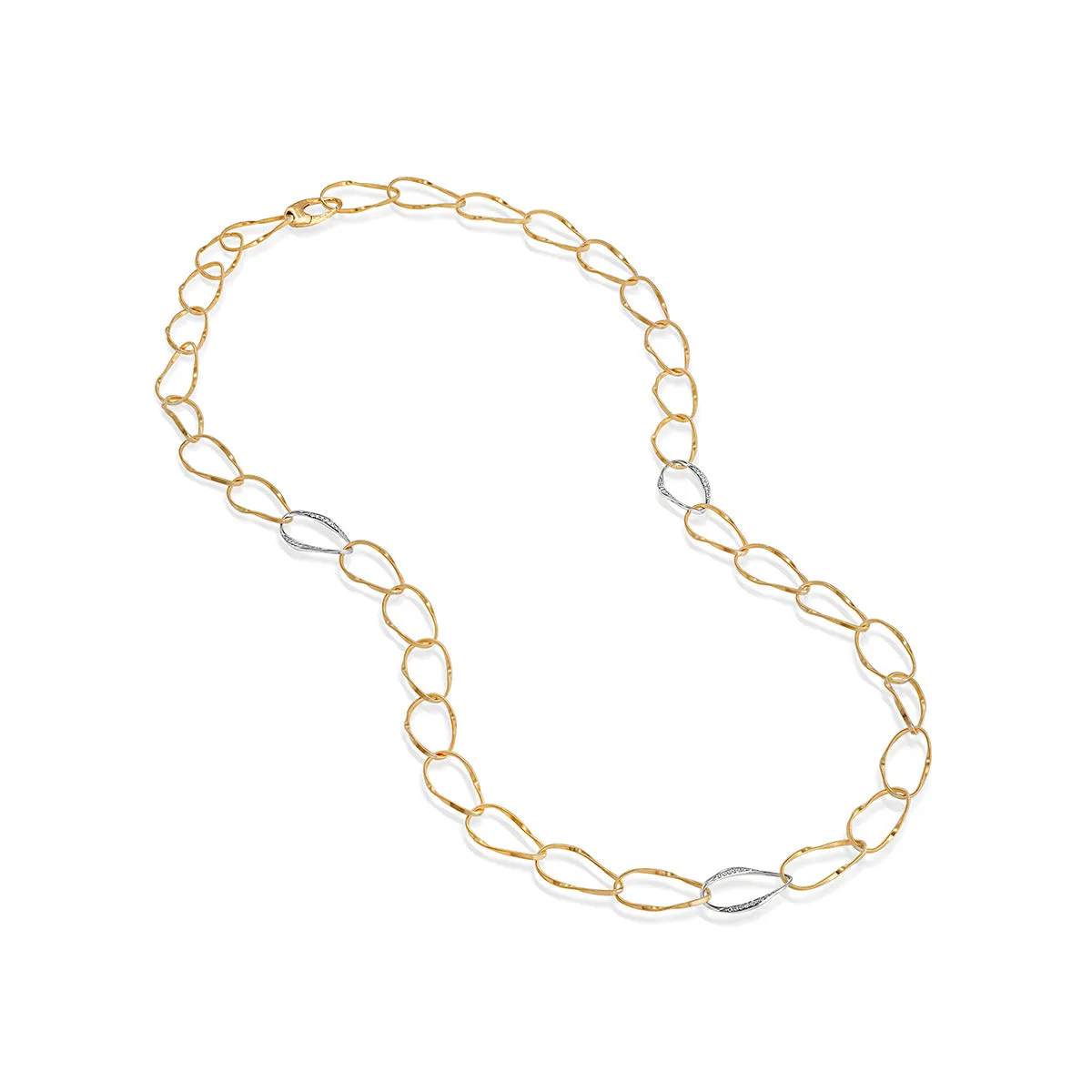 18K Yellow Gold and Diamond Oval Link Necklace