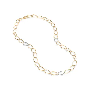 18K Yellow Gold and Diamond Oval Link Necklace