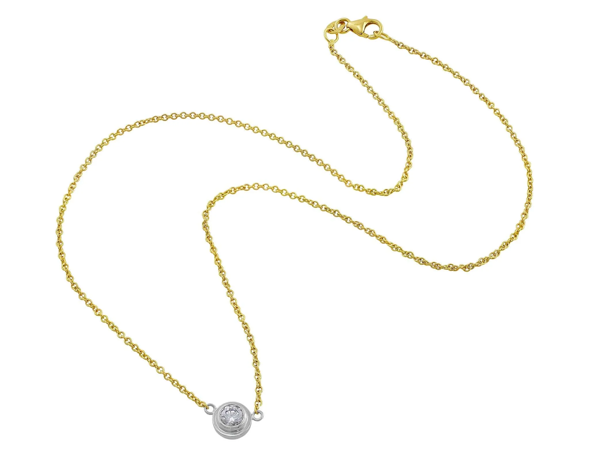 18kt Yellow Gold Diamond Solitaire Necklace