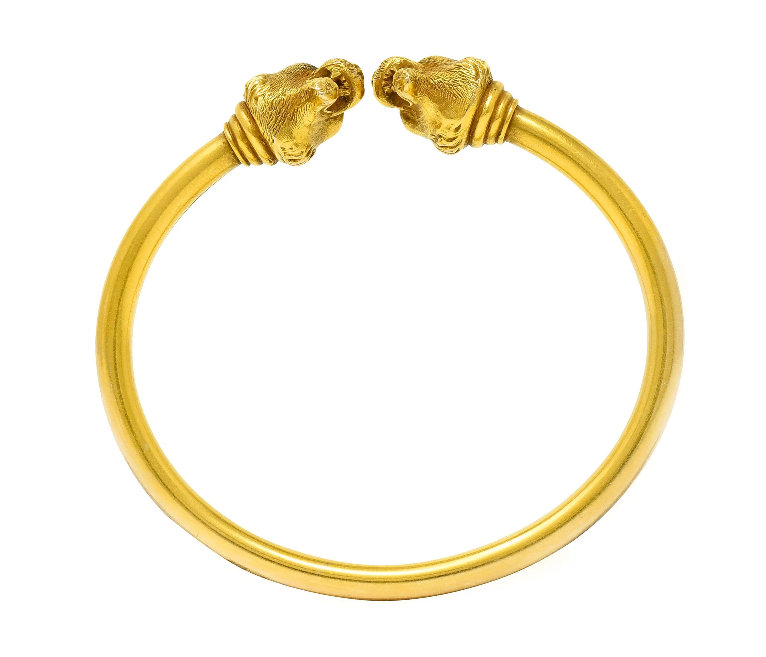 1900 Sloan & Co. Ruby 14 Karat Yellow Gold Lion Cuff Bracelet