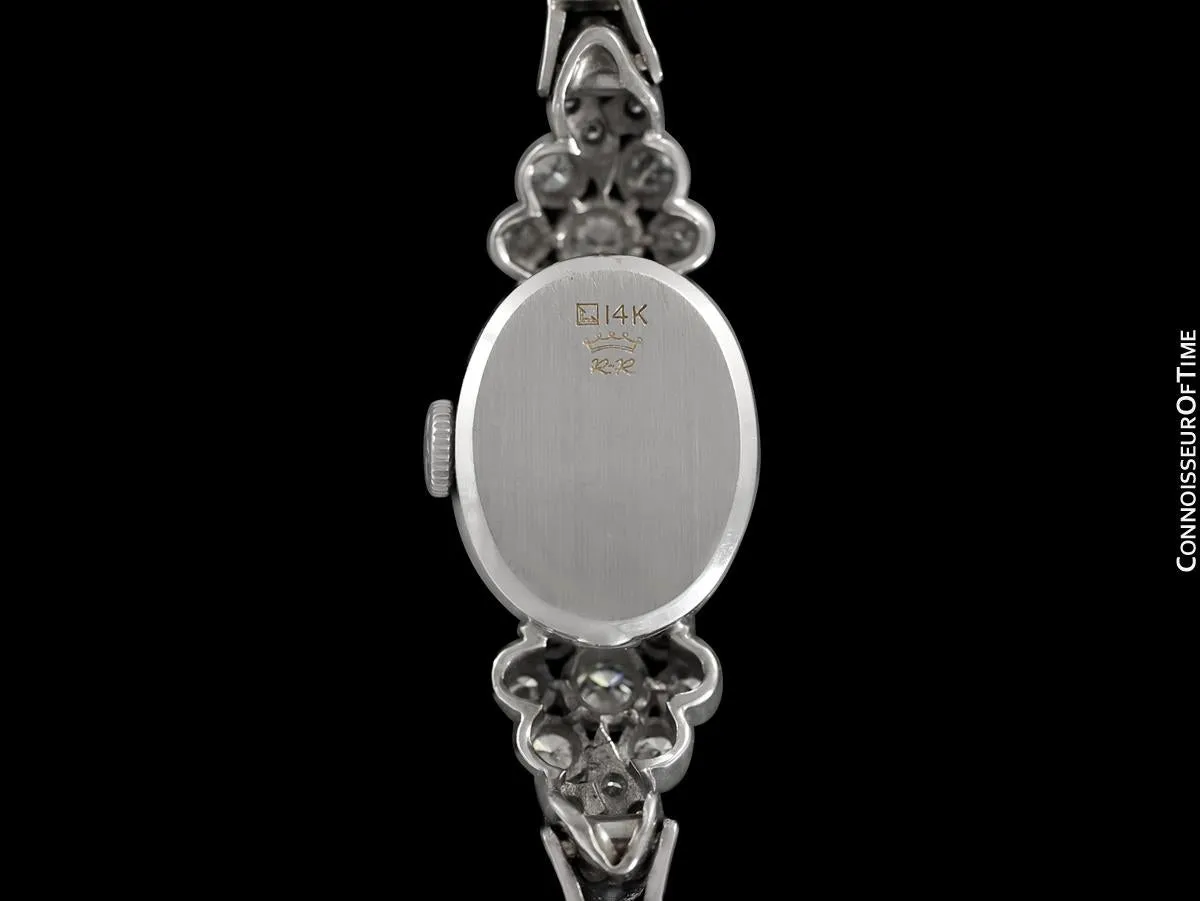 1960's Vintage Ladies Watch with Omega Movement - 14K White Gold with 3 Carats of Diamonds