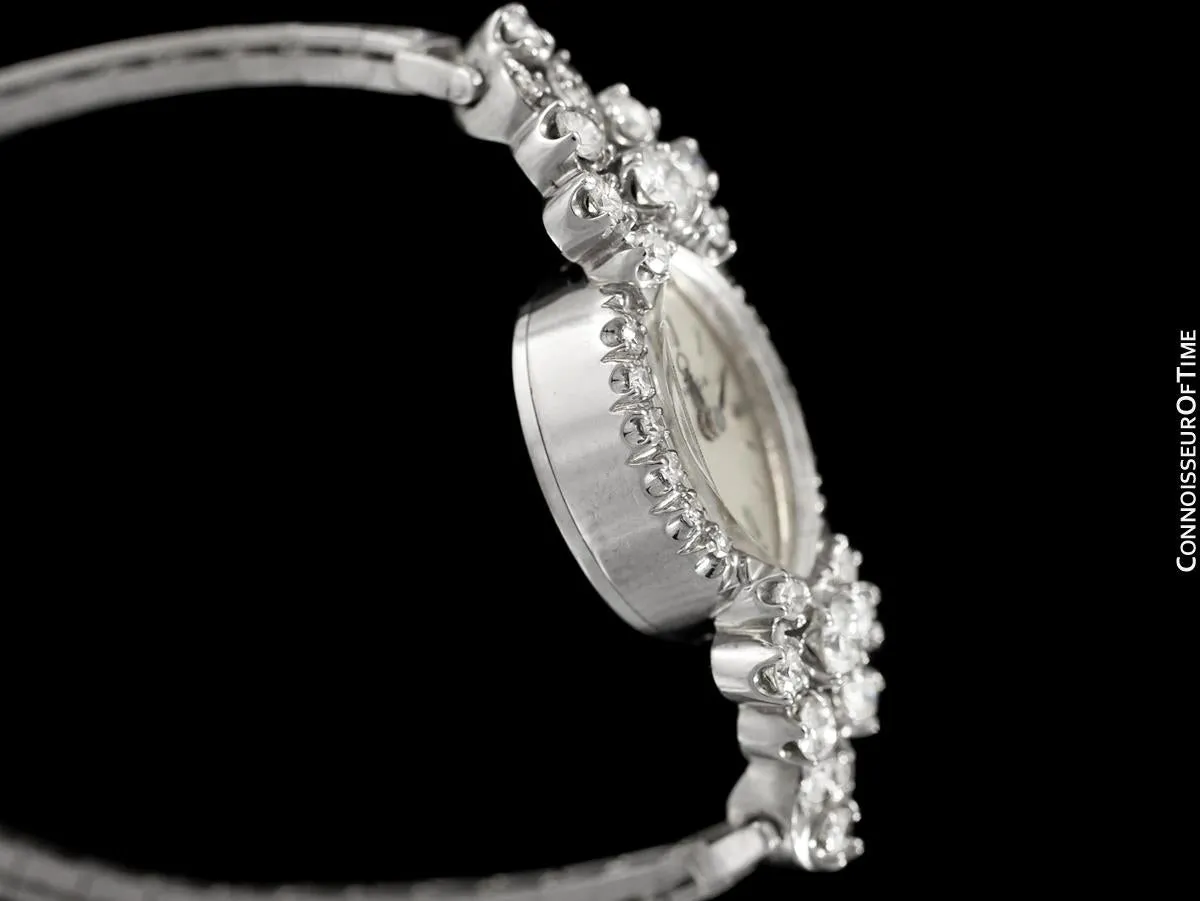 1960's Vintage Ladies Watch with Omega Movement - 14K White Gold with 3 Carats of Diamonds