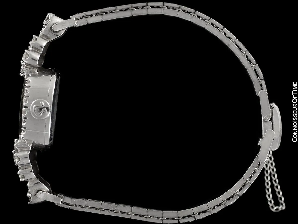 1960's Vintage Ladies Watch with Omega Movement - 14K White Gold with 3 Carats of Diamonds