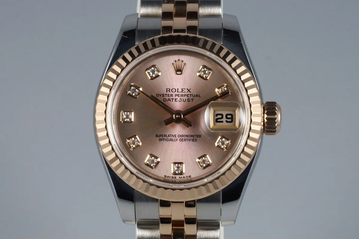 2009 Rolex Ladies Two Tone DateJust 179171 Factory Diamond Rose Dial with Papers
