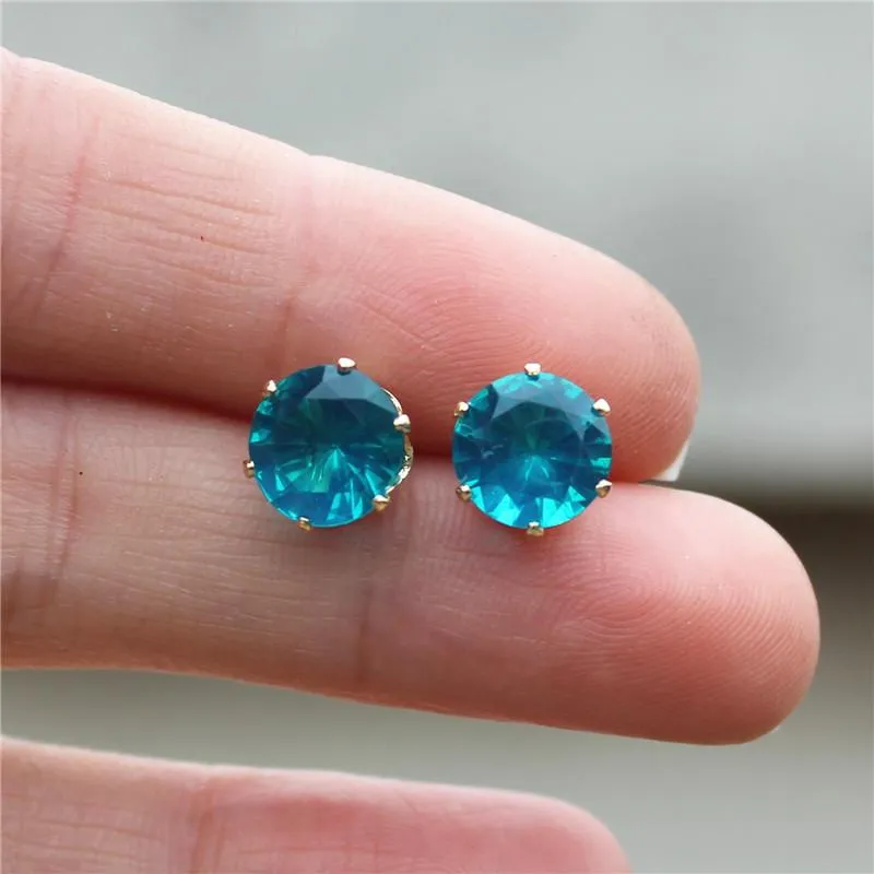 2017 new jewelry 8mm Imitation Zircon stud earrings color Statement earring for Girls gift for woman