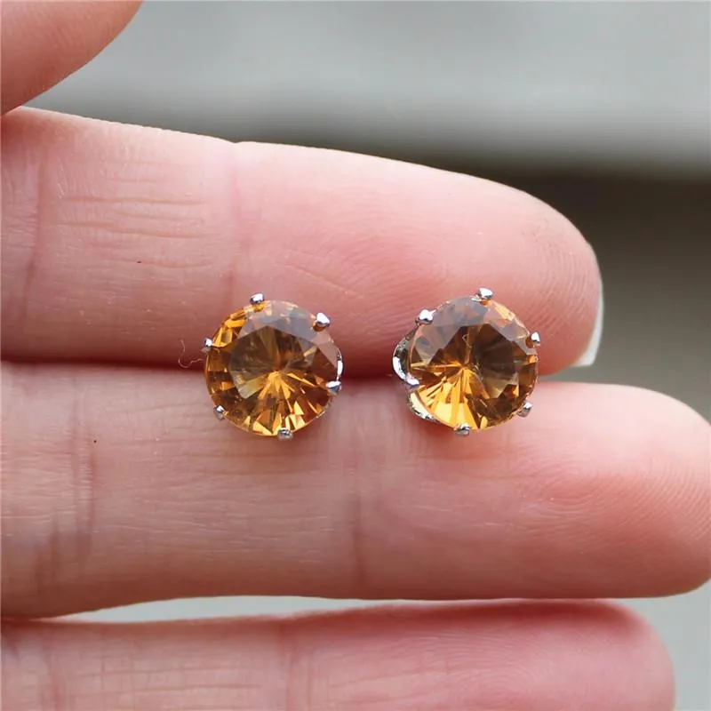 2017 new jewelry 8mm Imitation Zircon stud earrings color Statement earring for Girls gift for woman
