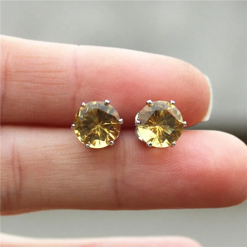 2017 new jewelry 8mm Imitation Zircon stud earrings color Statement earring for Girls gift for woman