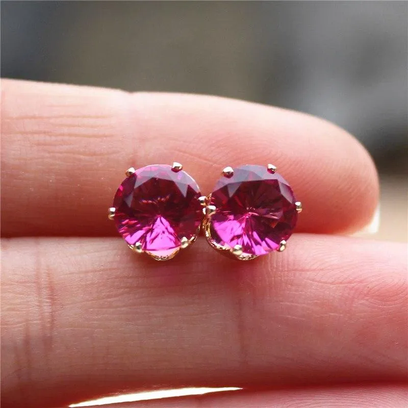 2017 new jewelry 8mm Imitation Zircon stud earrings color Statement earring for Girls gift for woman