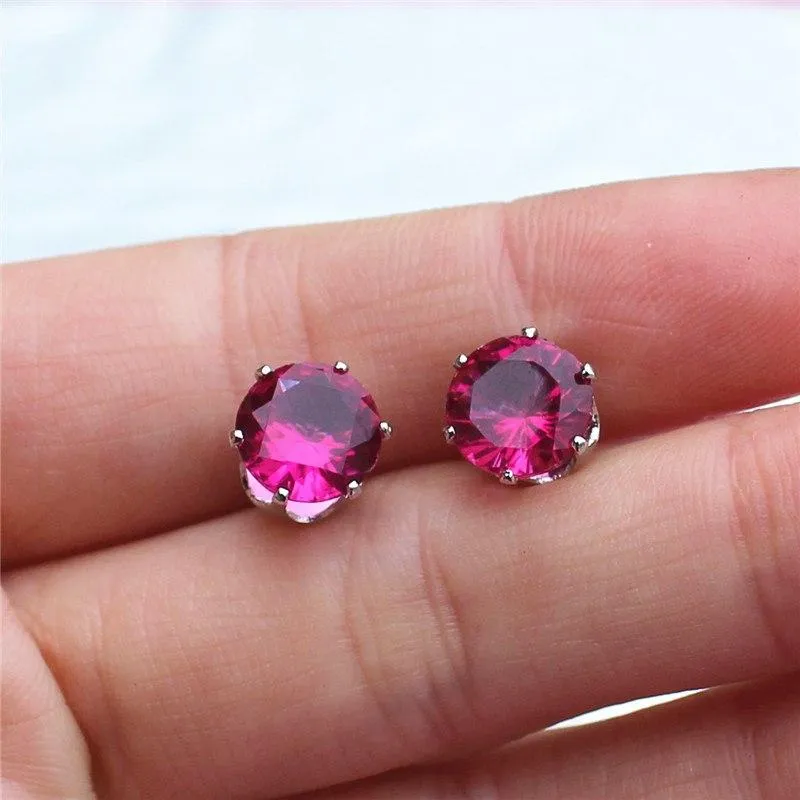 2017 new jewelry 8mm Imitation Zircon stud earrings color Statement earring for Girls gift for woman