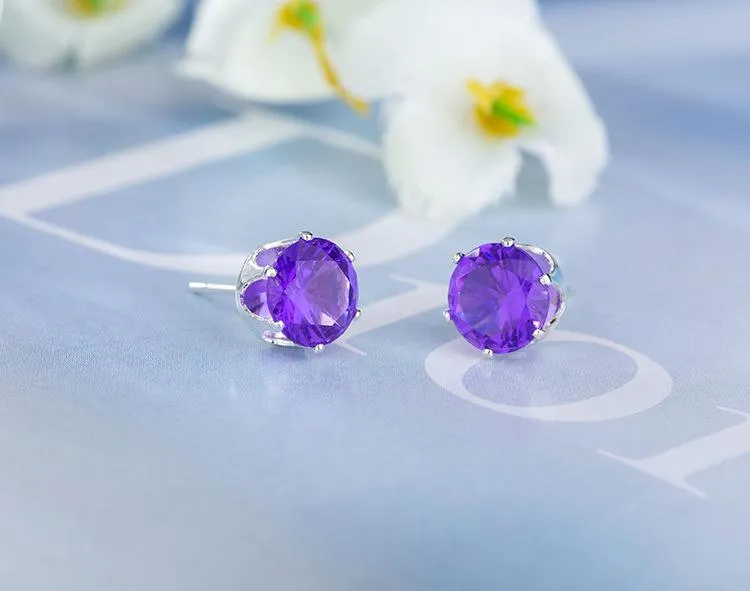 2017 new jewelry 8mm Imitation Zircon stud earrings color Statement earring for Girls gift for woman
