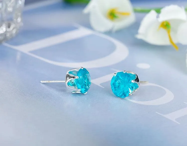 2017 new jewelry 8mm Imitation Zircon stud earrings color Statement earring for Girls gift for woman