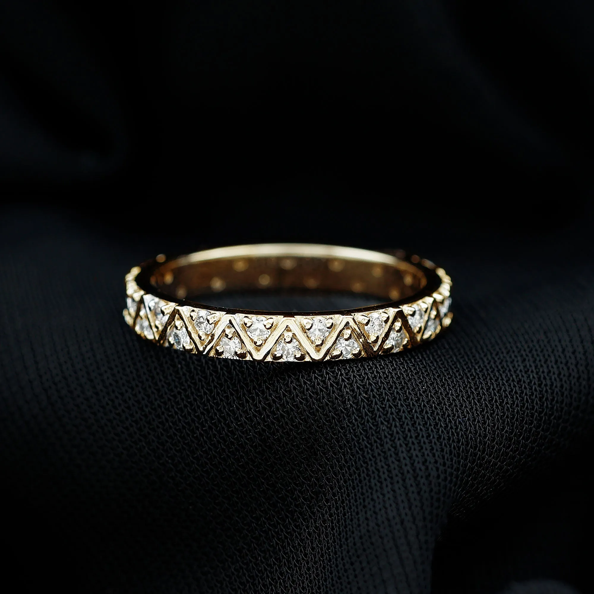 3/4 CT Surface Prong Set Diamond and Gold Band Ring for Women