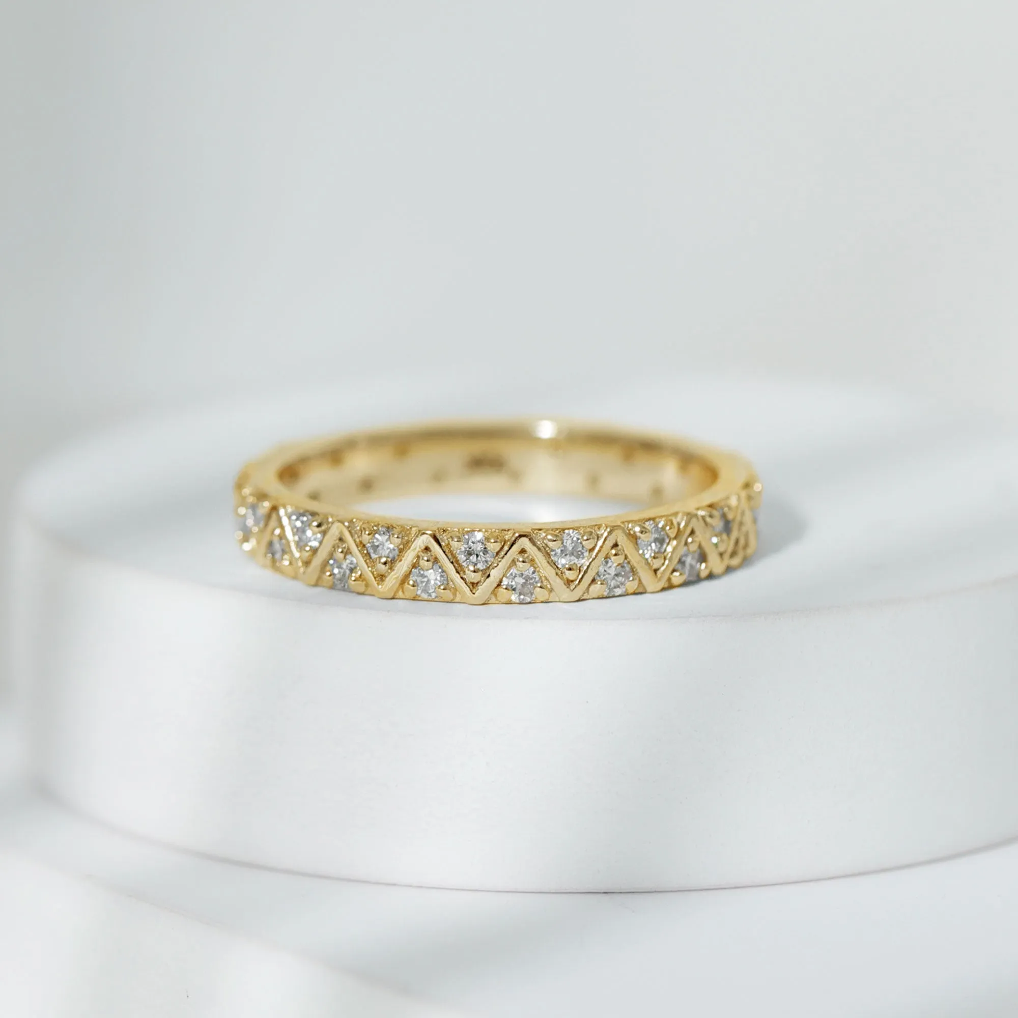 3/4 CT Surface Prong Set Diamond and Gold Band Ring for Women