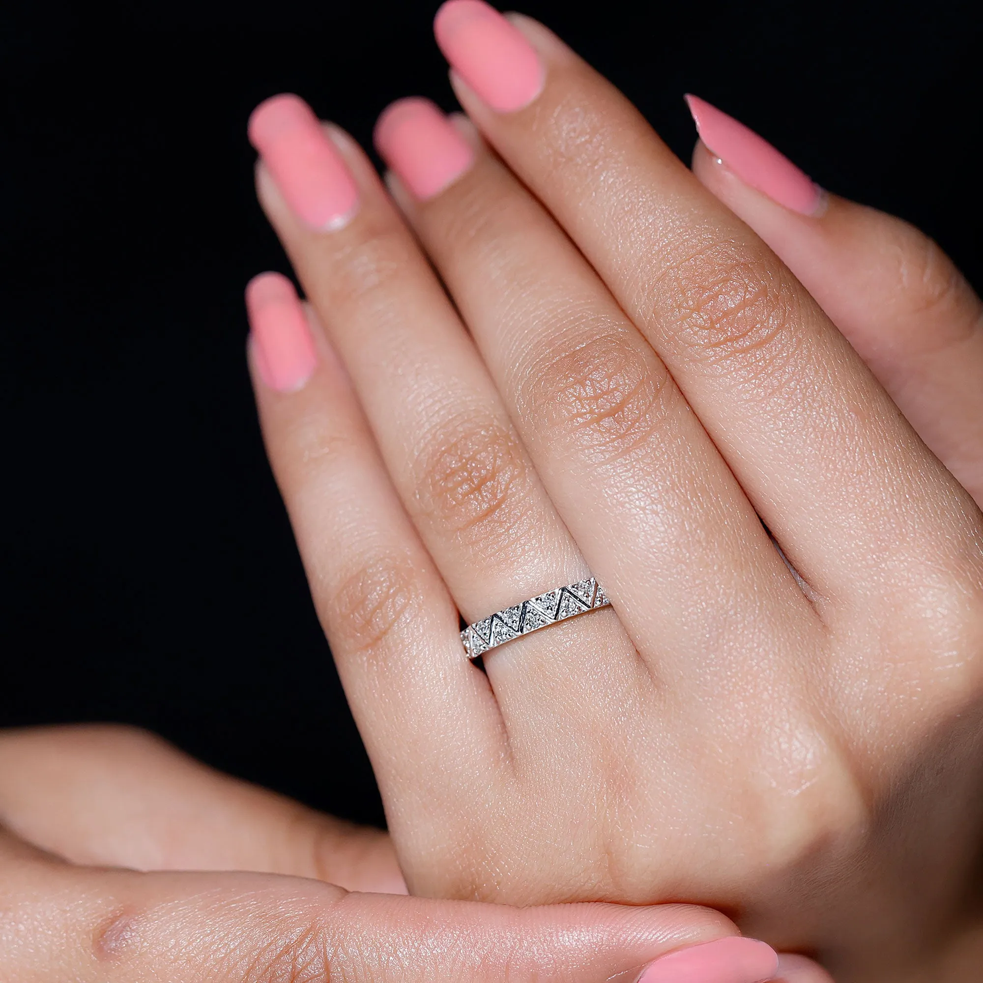 3/4 CT Surface Prong Set Diamond and Gold Band Ring for Women