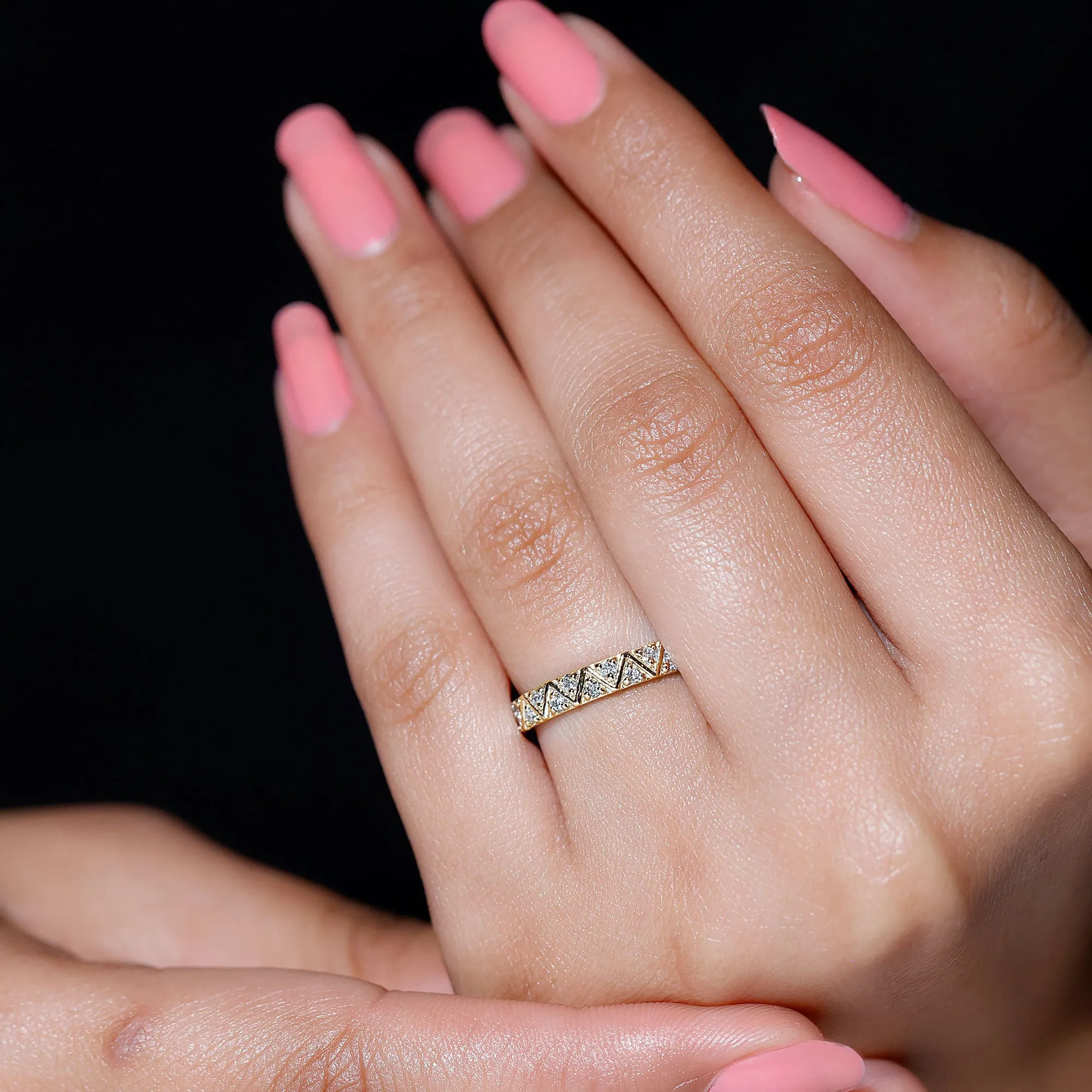 3/4 CT Surface Prong Set Diamond and Gold Band Ring for Women