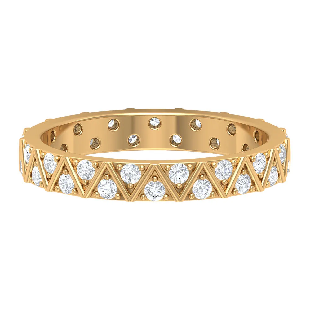 3/4 CT Surface Prong Set Diamond and Gold Band Ring for Women