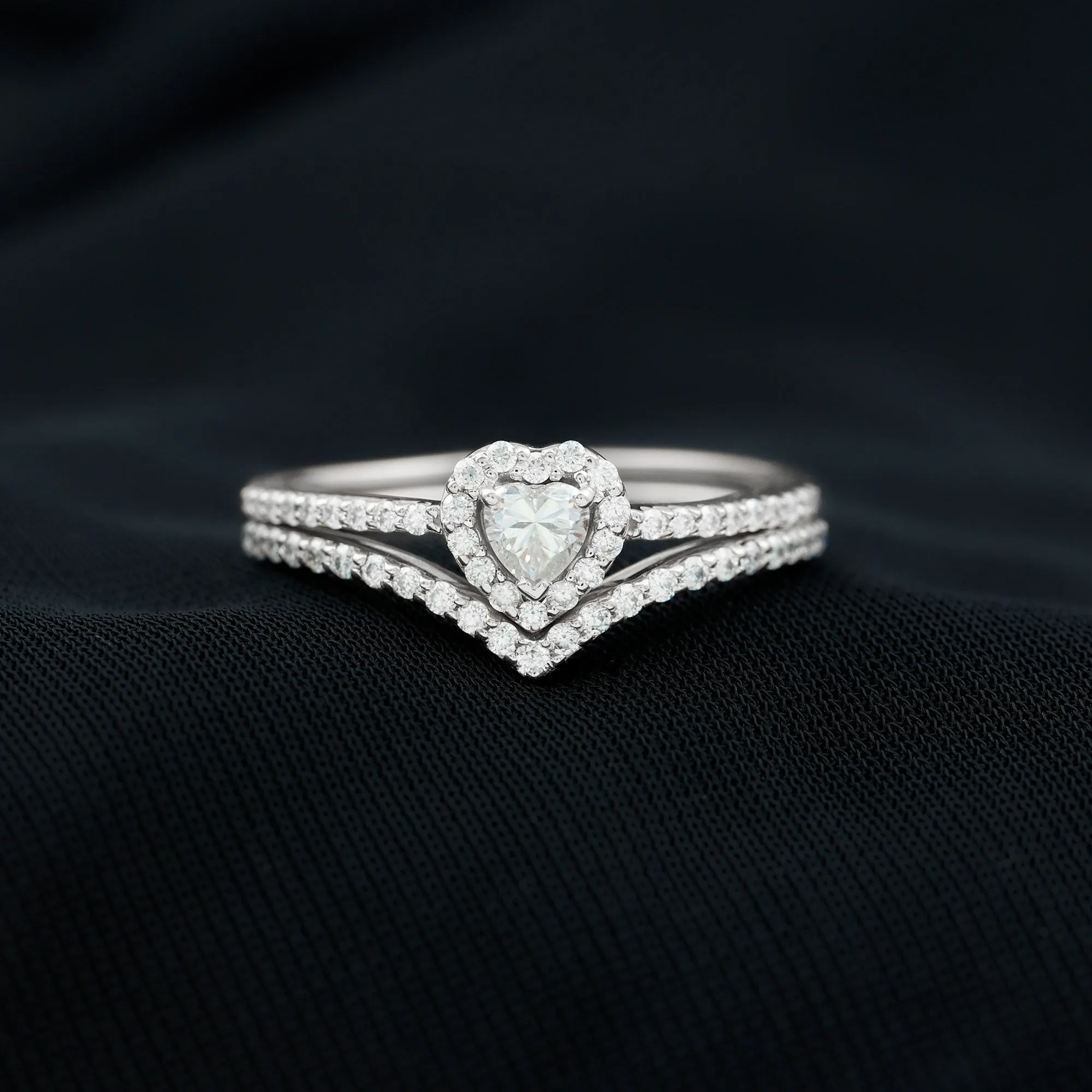 3.50 CT Heart Shape Moissanite Wedding Ring Set in Gold