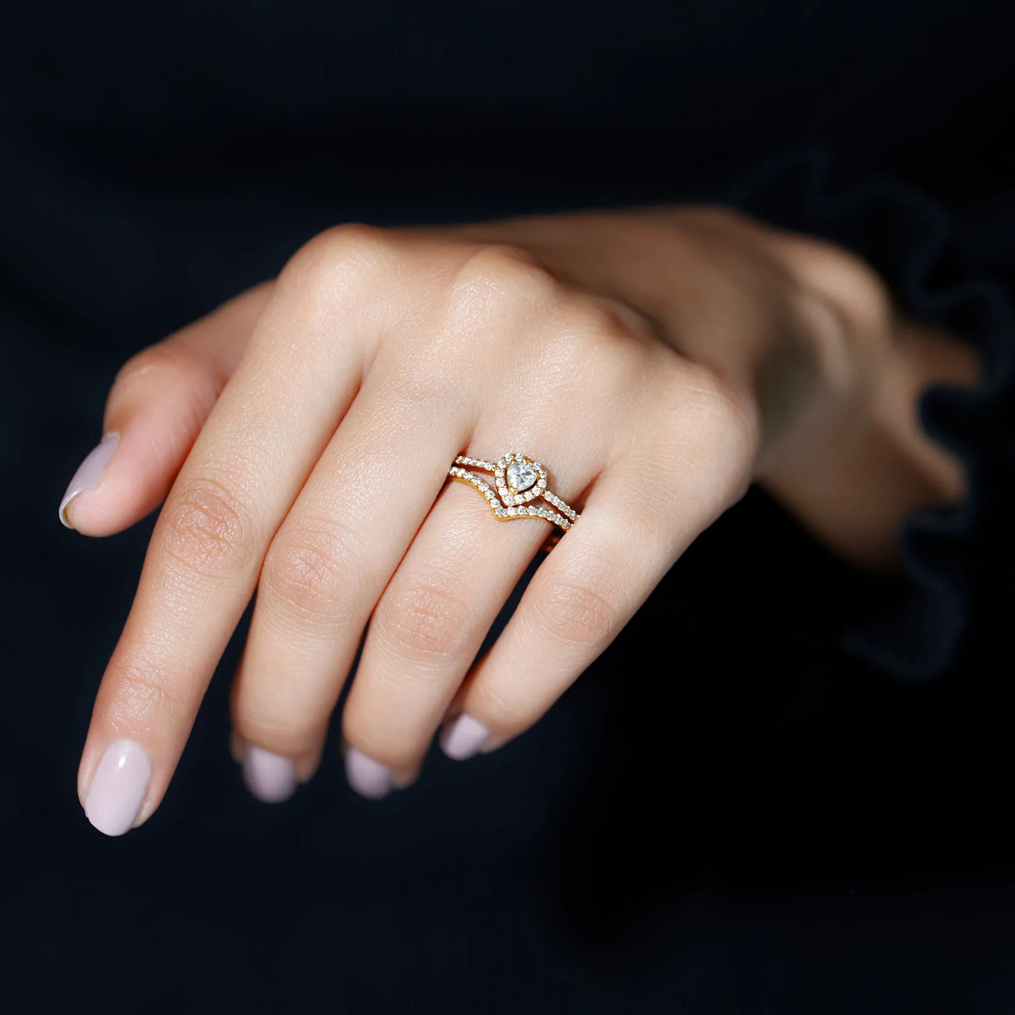 3.50 CT Heart Shape Moissanite Wedding Ring Set in Gold