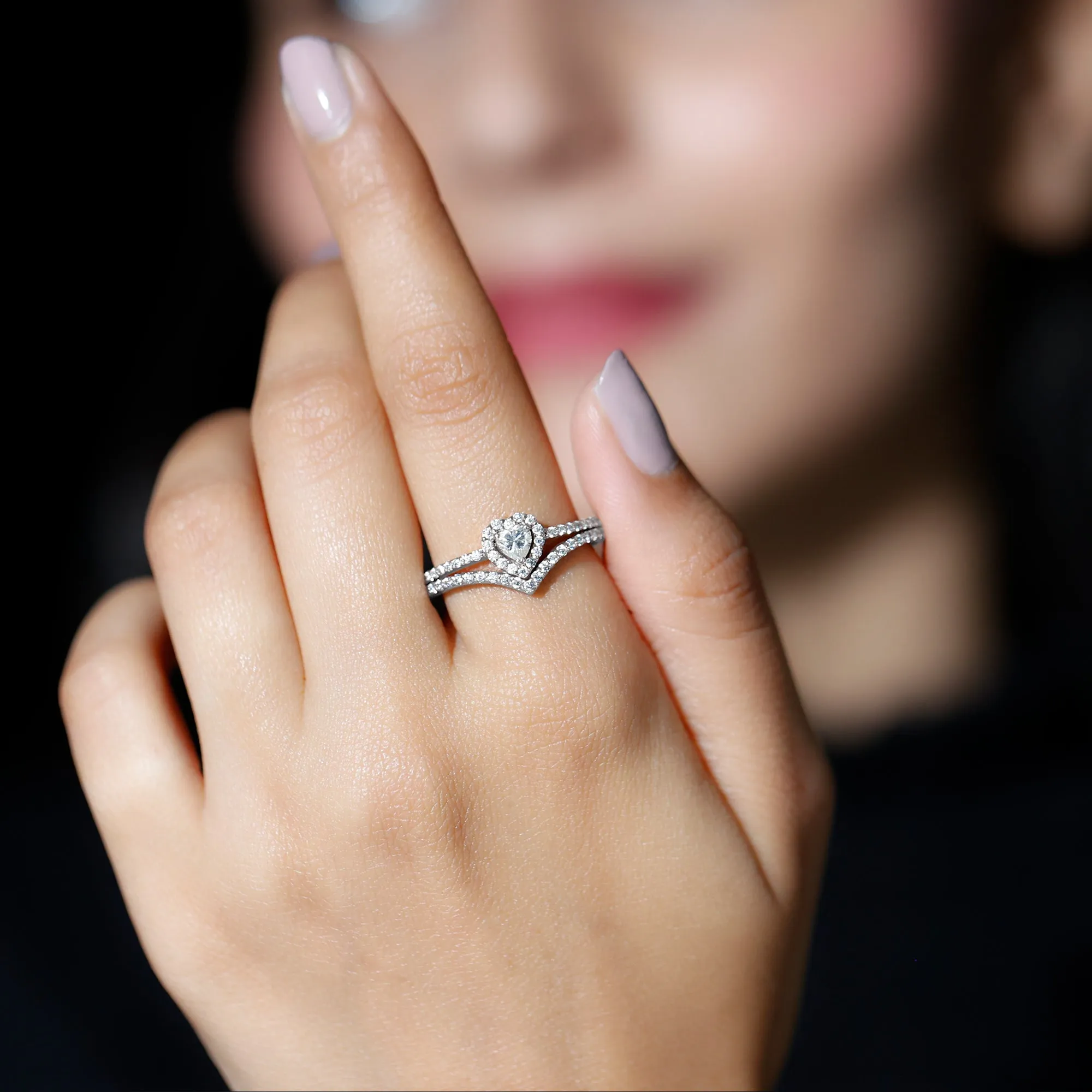 3.50 CT Heart Shape Moissanite Wedding Ring Set in Gold