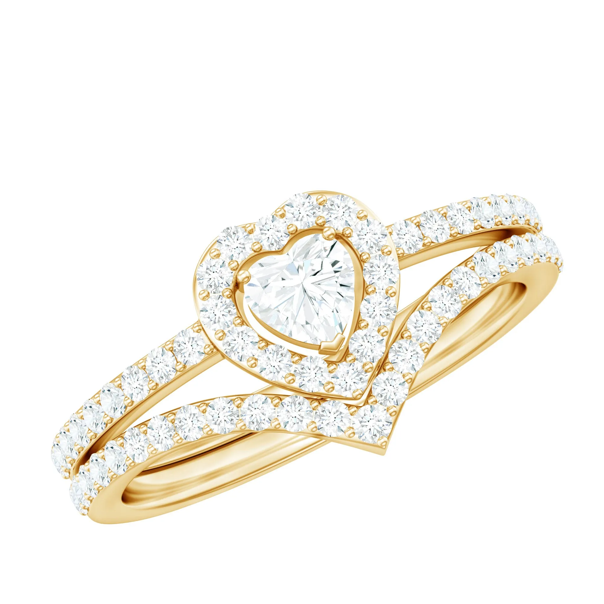 3.50 CT Heart Shape Moissanite Wedding Ring Set in Gold