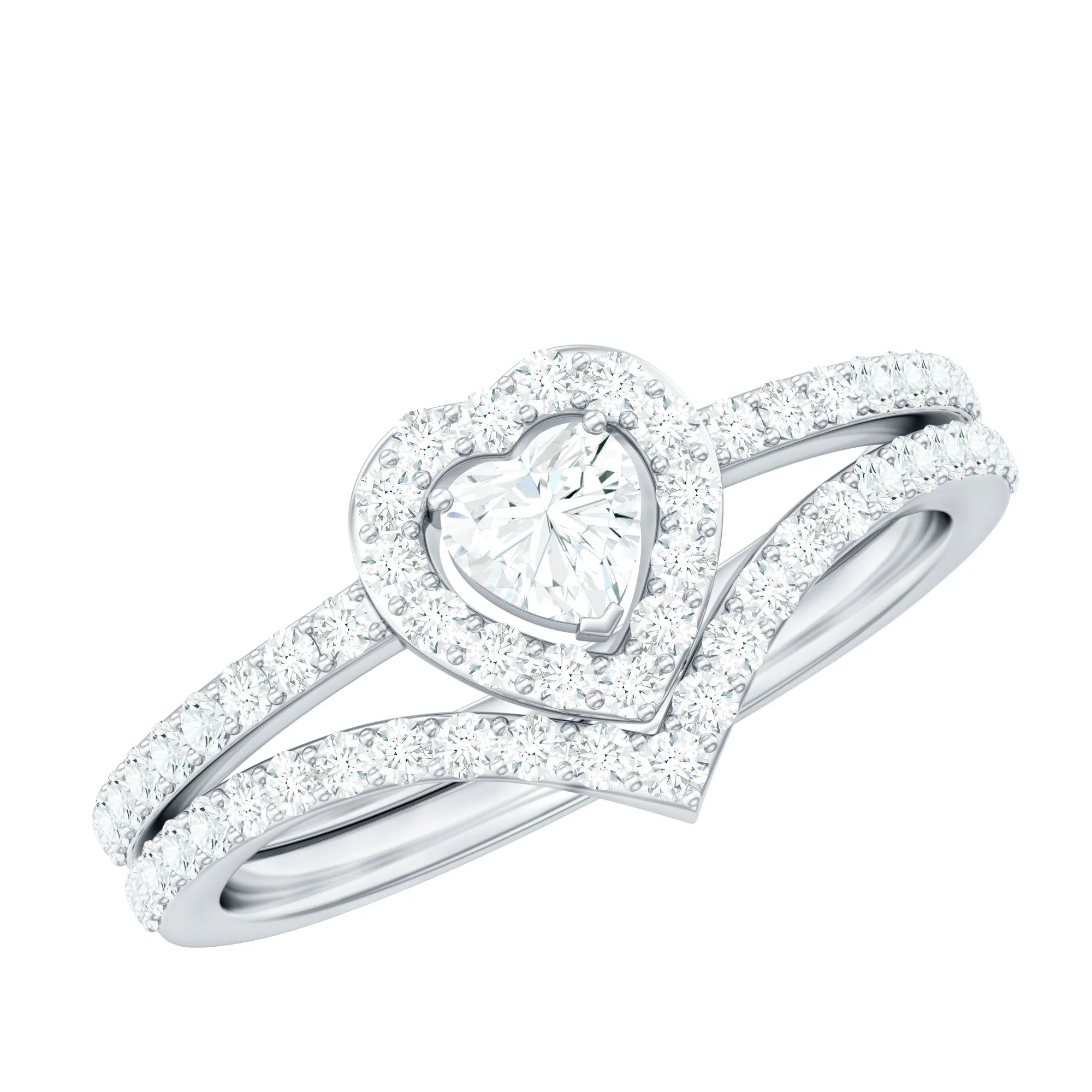 3.50 CT Heart Shape Moissanite Wedding Ring Set in Gold