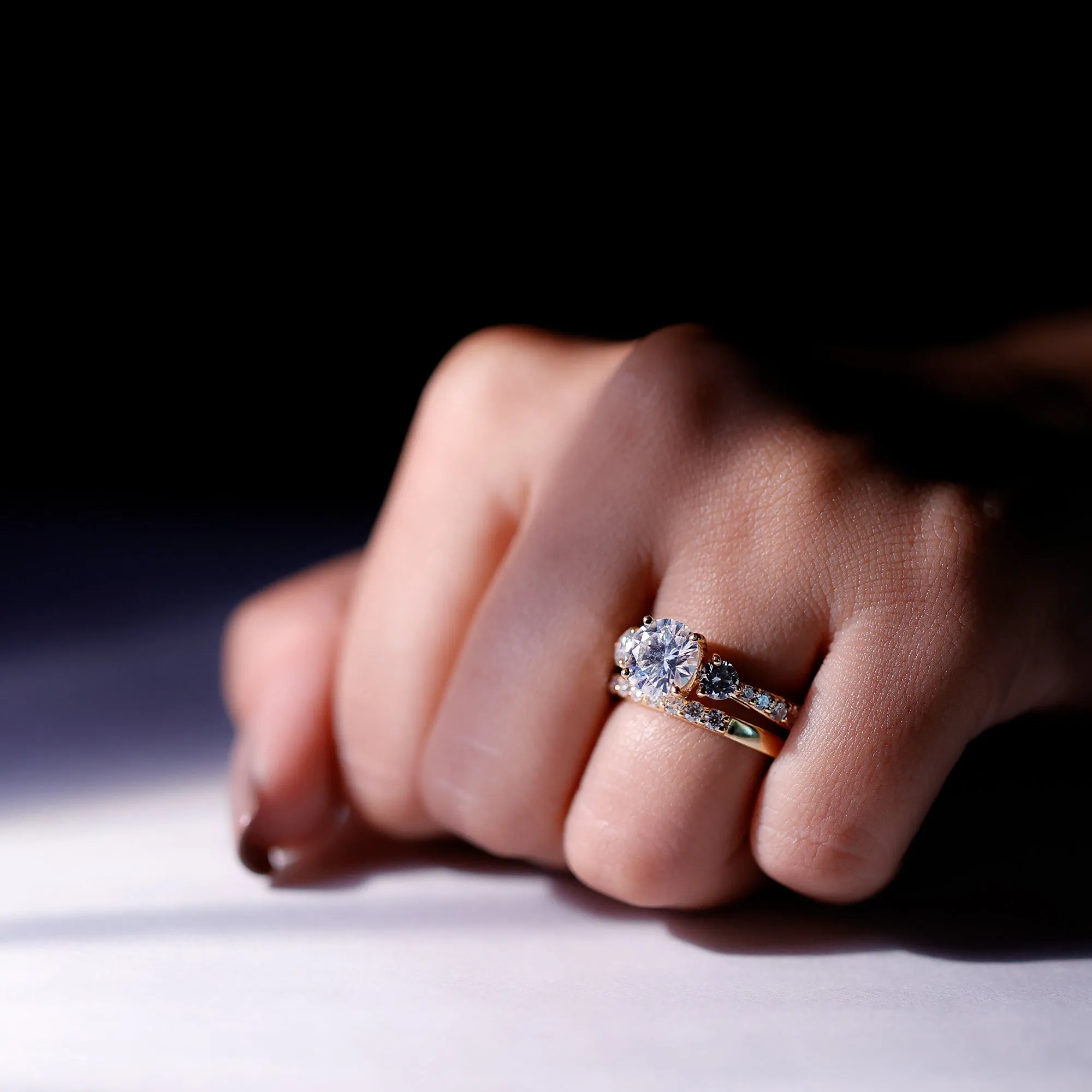 4.50 CT Round Moissanite Bridal Ring Set in Gold