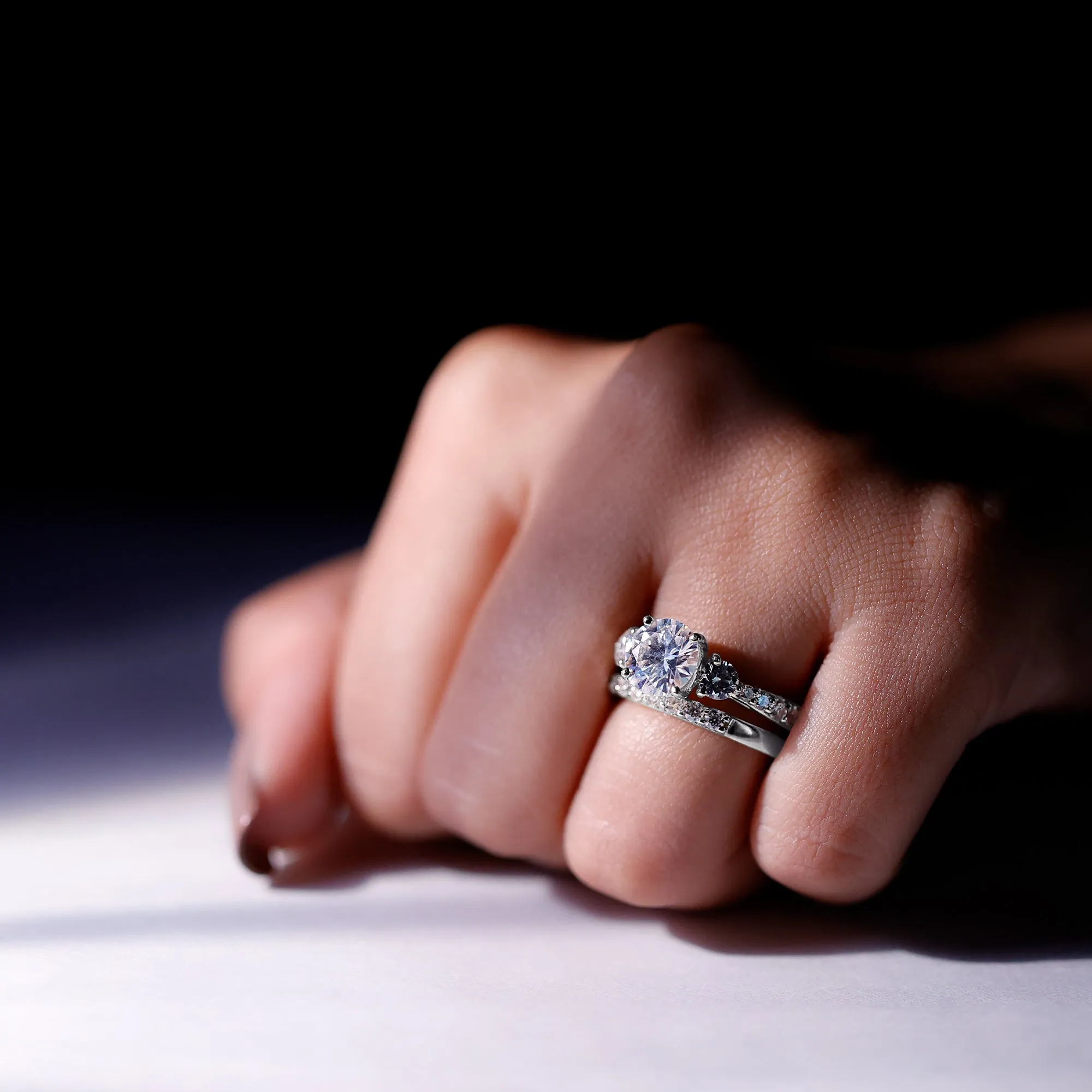 4.50 CT Round Moissanite Bridal Ring Set in Gold