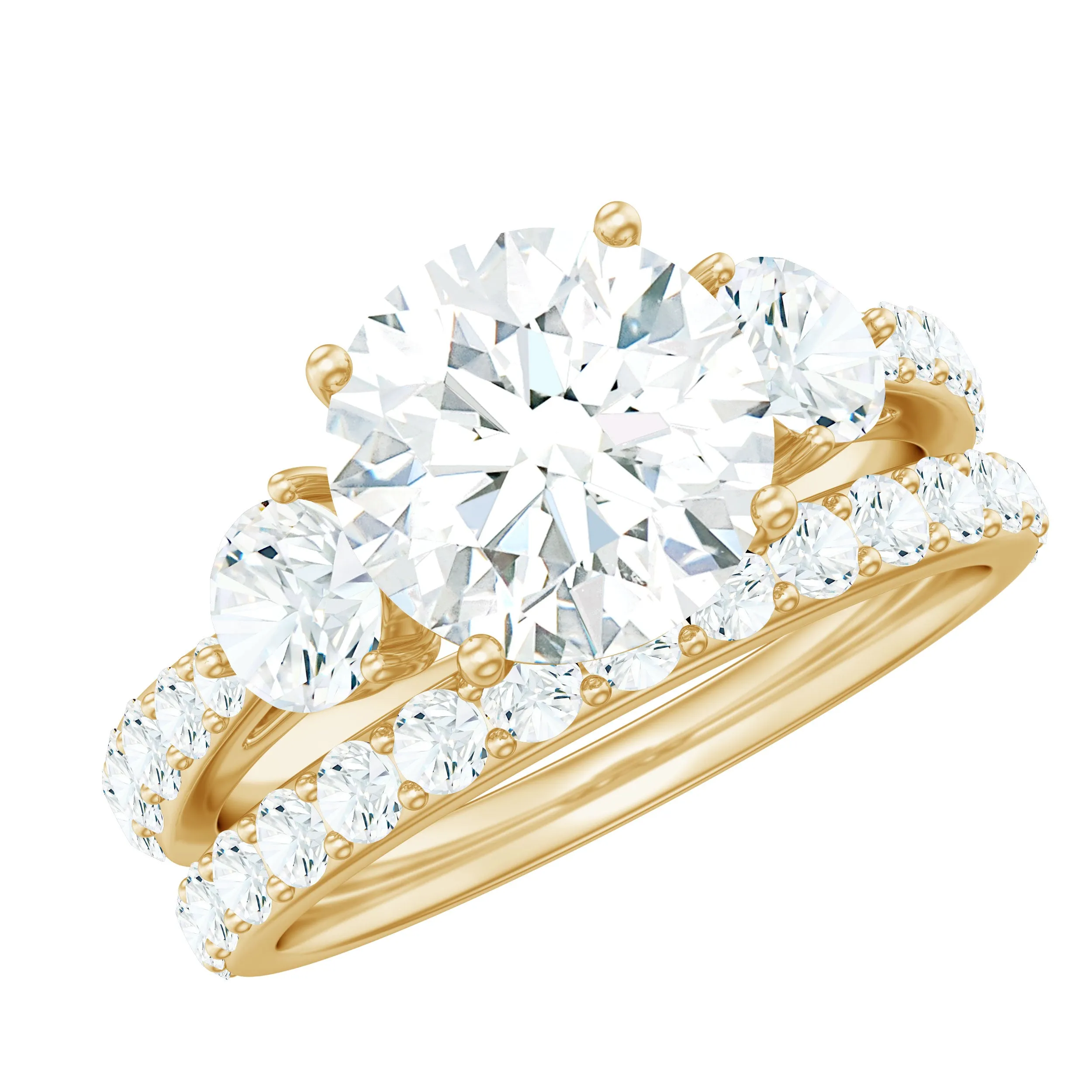 4.50 CT Round Moissanite Bridal Ring Set in Gold