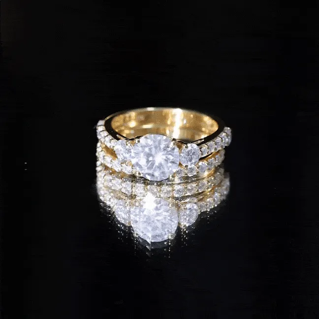 4.50 CT Round Moissanite Bridal Ring Set in Gold