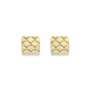 9ct GOLD Earrings Women's Square Satin Finish Studs 7mm 1.10g GIFT BOX